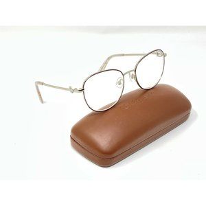 LONGCHAMP Eyeglasses Frame LO2127 604 Gold Burgundy Round Woman Excellent